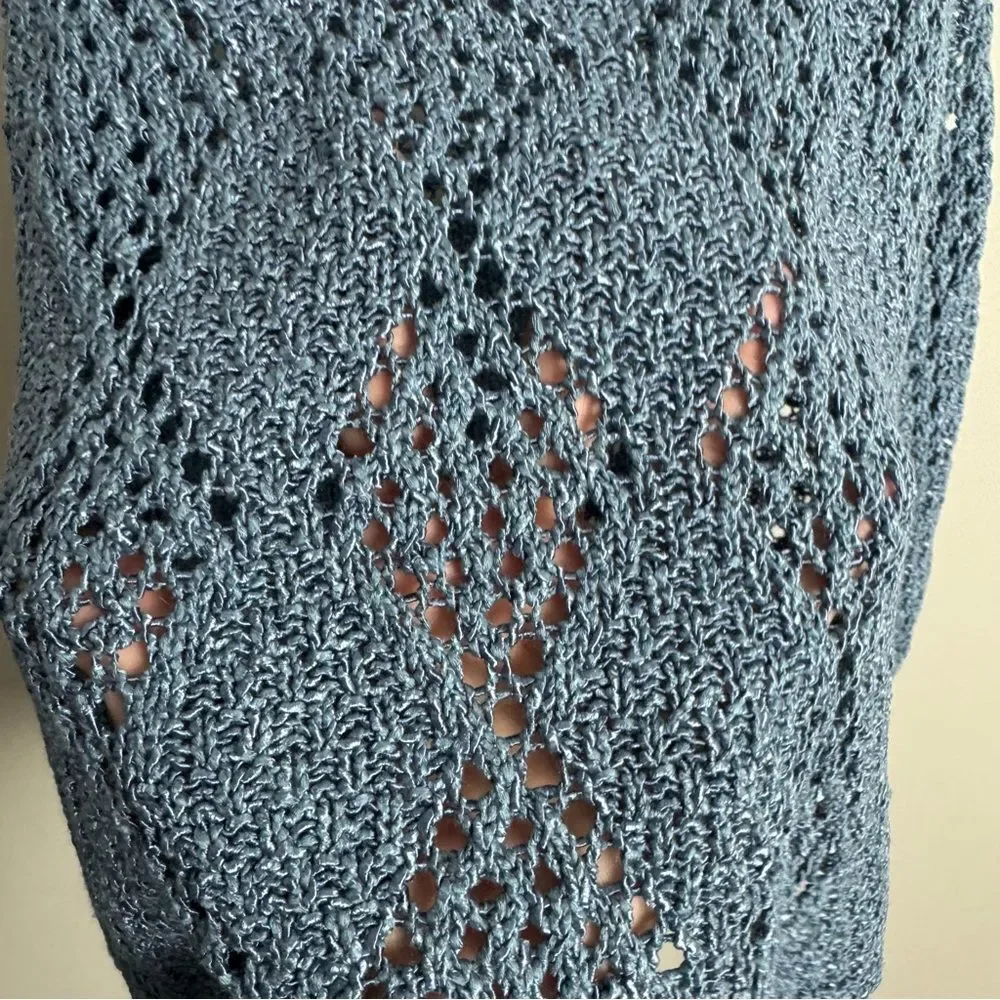 FREE PEOPLE | NEW Glisten Blue Shadow Open Knit Tank Top Women’s Size X-Large
